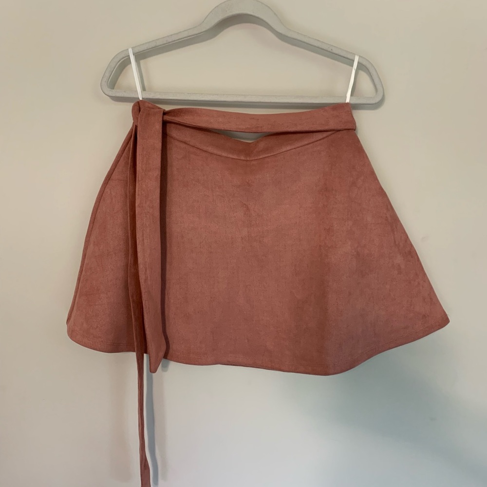Pink Suede Mini-Skirt, Size Large